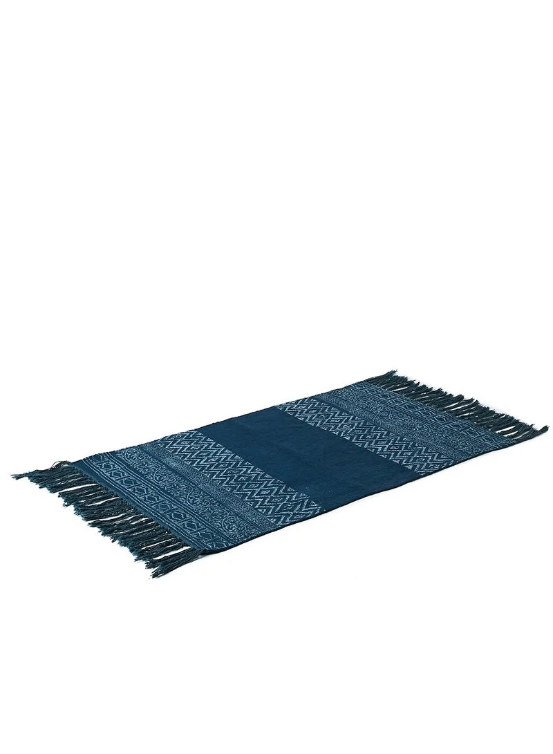 Noon East Bath Mat - 60X90 Cm - 100% Cotton - Indigo Color - Bathroom Mat Soft And Cushion Indigo 60 x 90cm