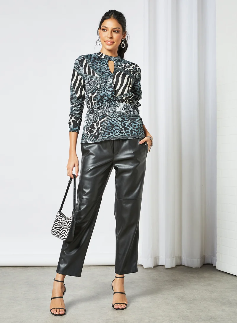 LABEL RAIL All-Over Print Top Blue