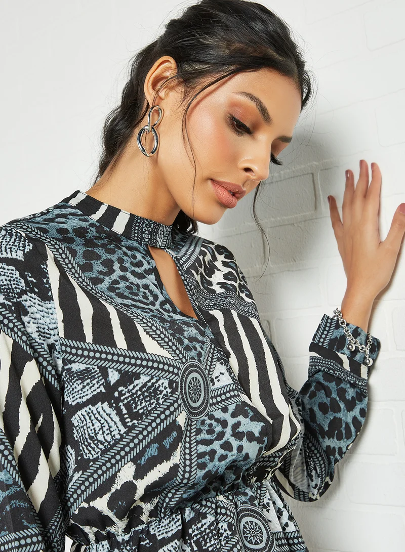 LABEL RAIL All-Over Print Top Blue