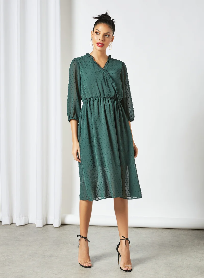 LABEL RAIL Ruffle Trim Midi Dress