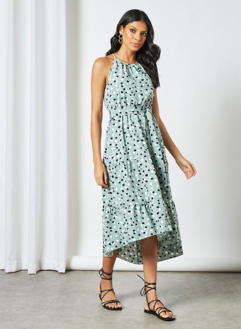Dotted Midi Dress Blue