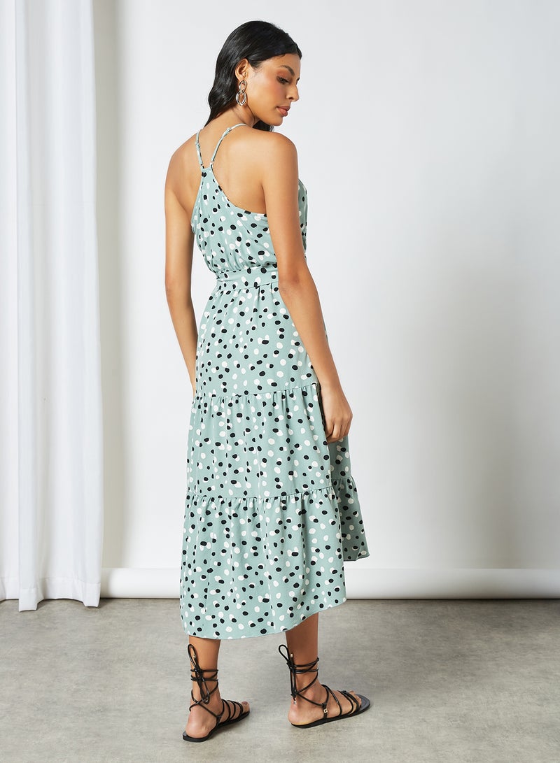 LABEL RAIL - Dotted Midi Dress Blue - Image 1