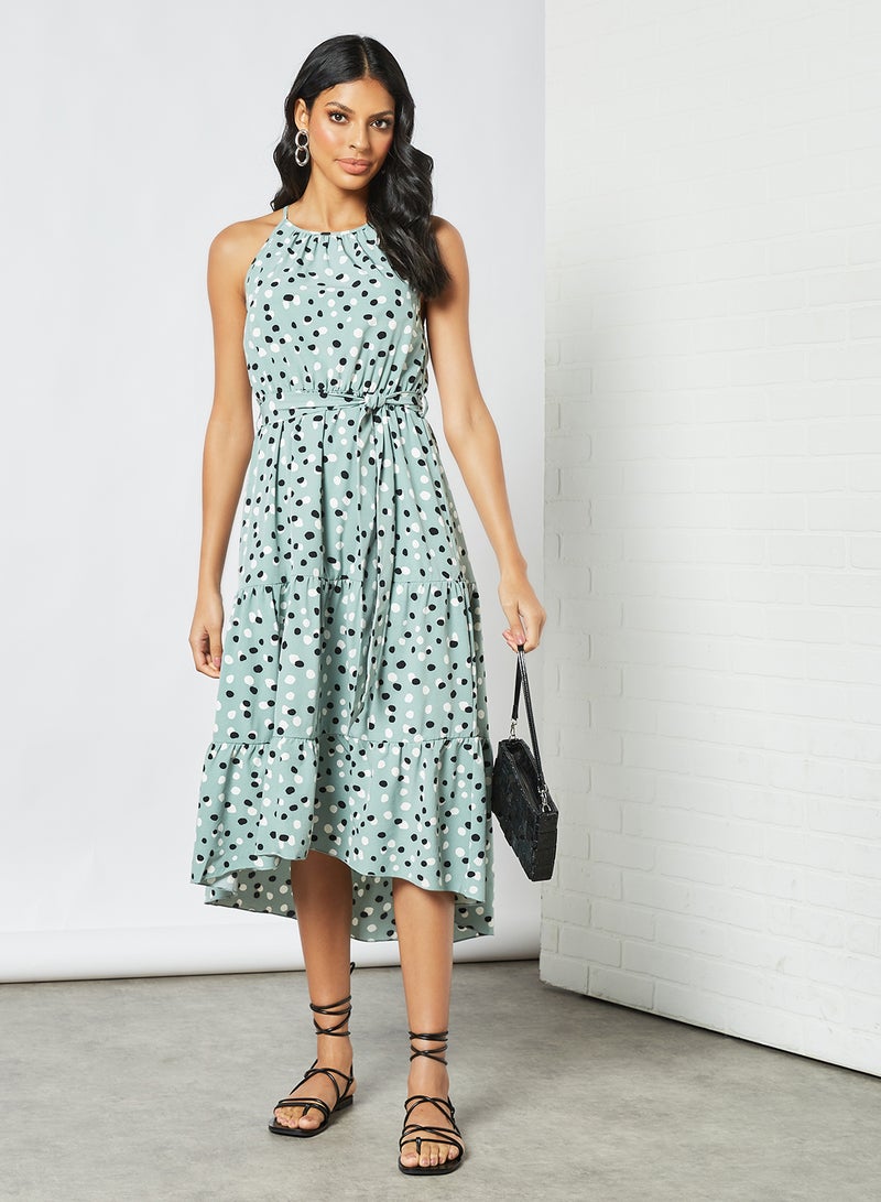 LABEL RAIL - Dotted Midi Dress Blue - Image 1