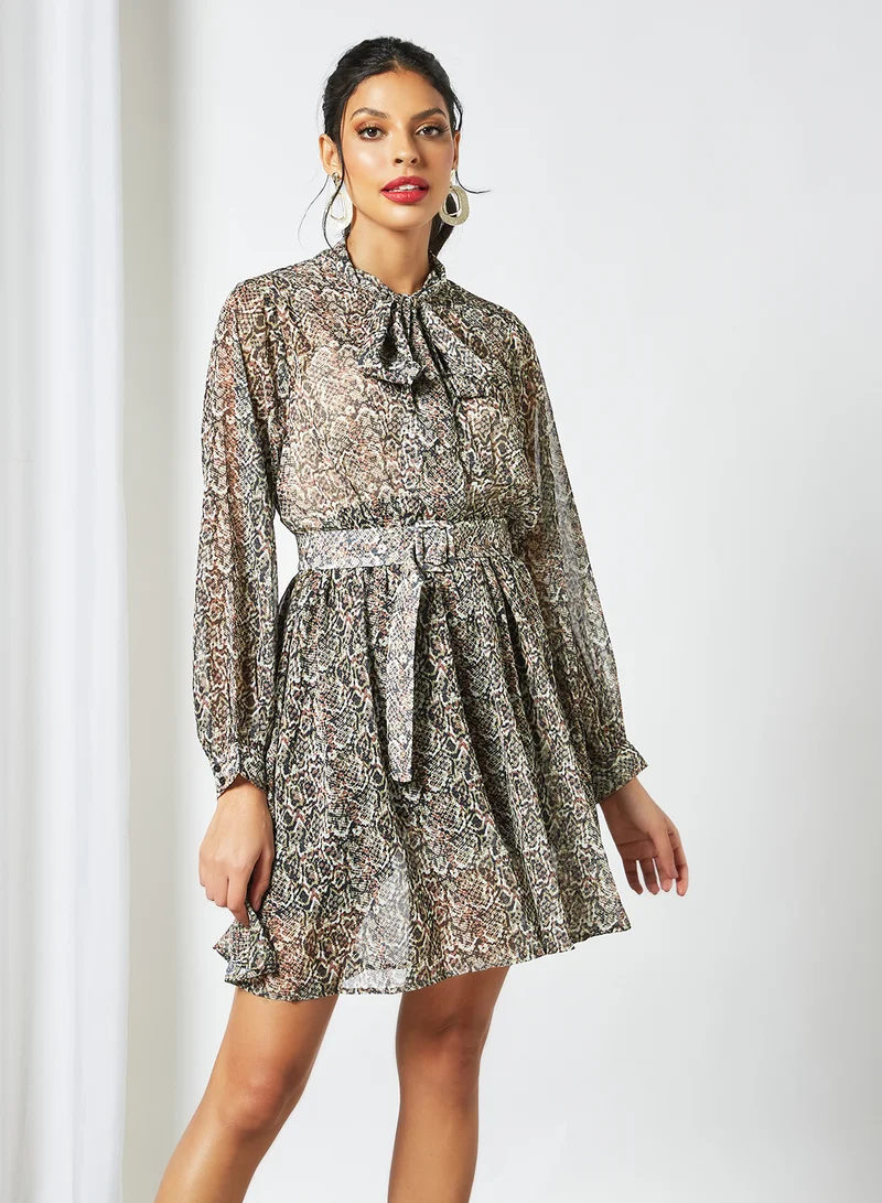 LABEL RAIL Snakeskin Print Mini Dress