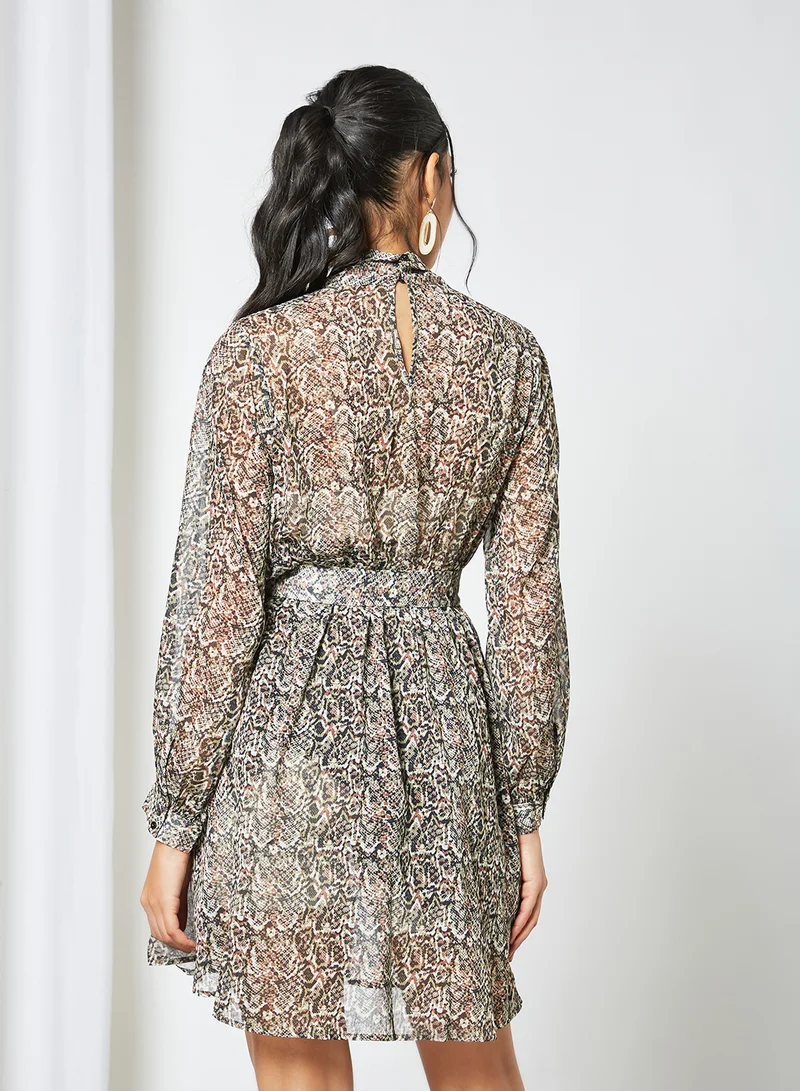 لايبل ريل Sheer Animal Print Dress Multicolour