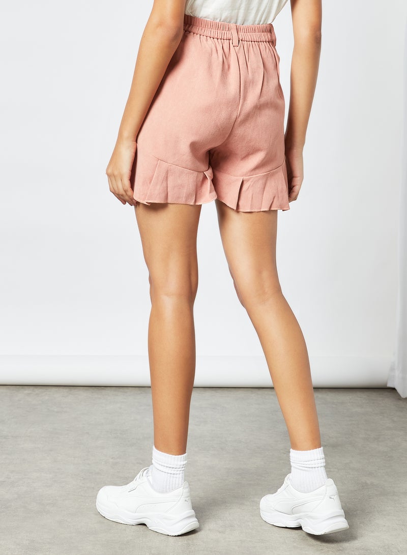 LABEL RAIL - Pleated Hem Shorts Pink - Image 1