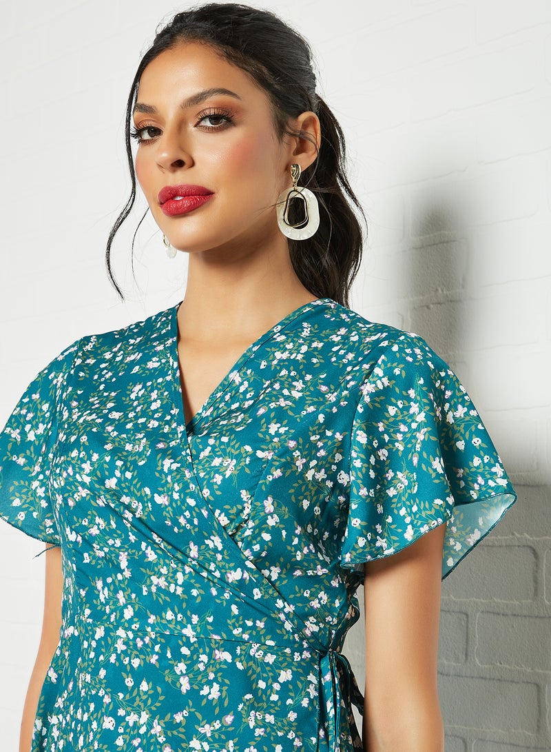 LABEL RAIL Floral Print Midi Dress Blue - Image 2