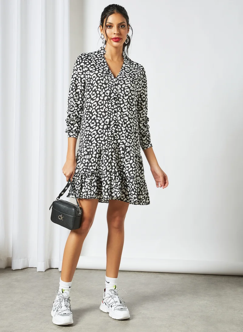 LABEL RAIL Animal Print Dress Black/White