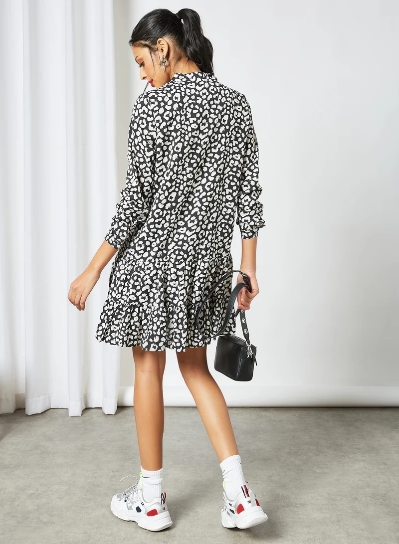 LABEL RAIL Animal Print Dress Black/White