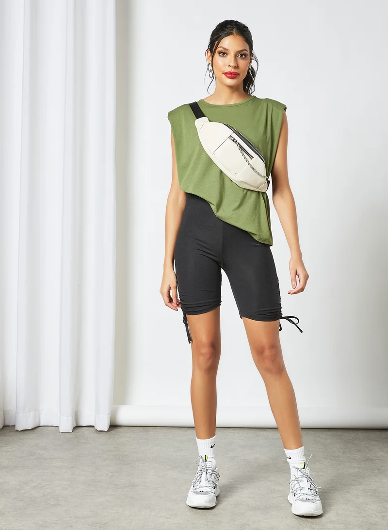 LABEL RAIL Cap Sleeve T-Shirt Green