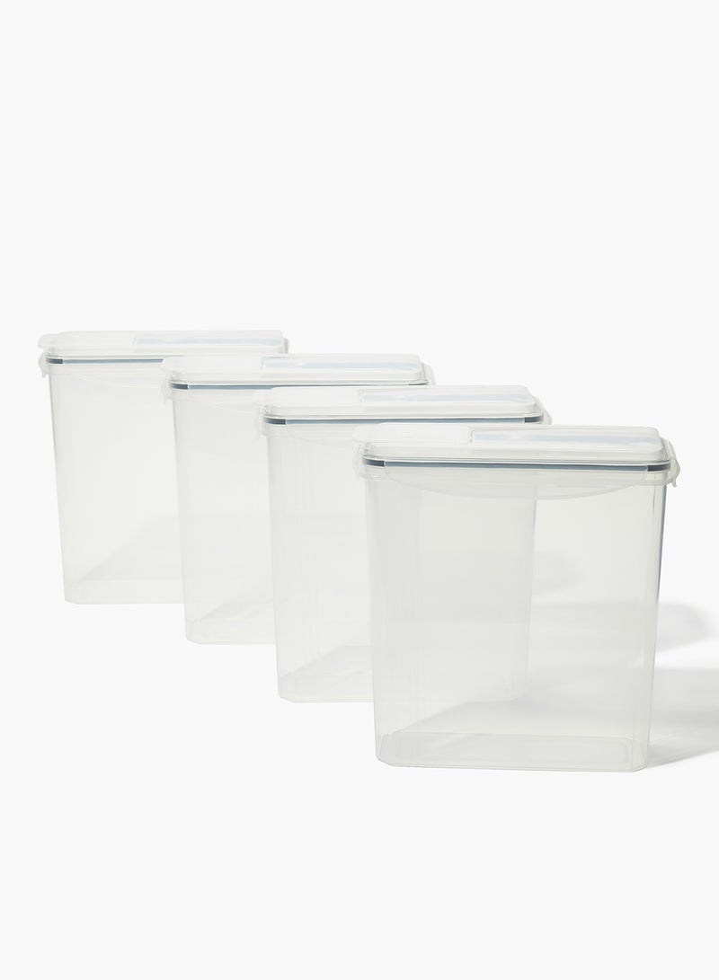 Amal - 4 Piece Food Storage Container Set - 3.7 L Each - With Labels And Pen - Food Storage Box - Storage Boxes - Kitchen Cabinet Organizers - Food Container - Clear/Grey Clear/Grey 3.7Liters - Image 1