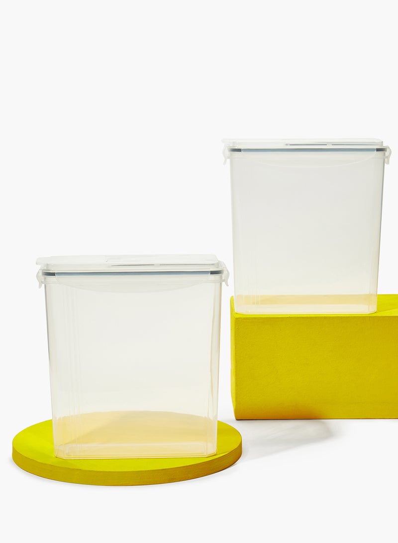 Amal - 4 Piece Food Storage Container Set - 3.7 L Each - With Labels And Pen - Food Storage Box - Storage Boxes - Kitchen Cabinet Organizers - Food Container - Clear/Grey Clear/Grey 3.7Liters - Image 1