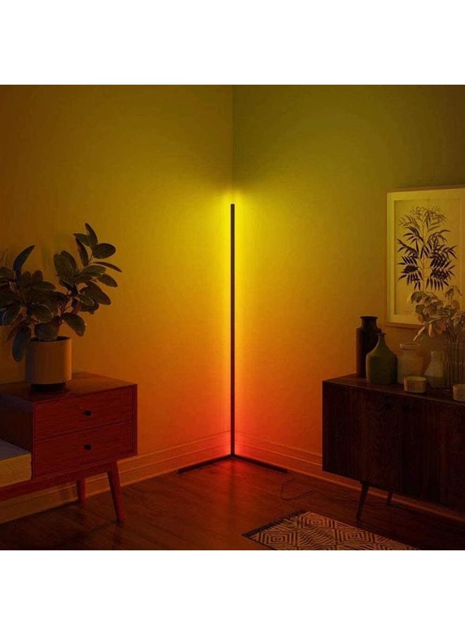 مصباح زاوية أرضي قابل للتعتيم بإضاءة LED مع جهاز تحكُّم عن بعد أسود 130 x 8 x 8سم - Image 2