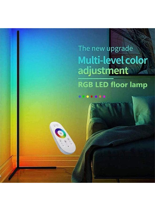 مصباح زاوية أرضي قابل للتعتيم بإضاءة LED مع جهاز تحكُّم عن بعد أسود 130 x 8 x 8سم - Image 1
