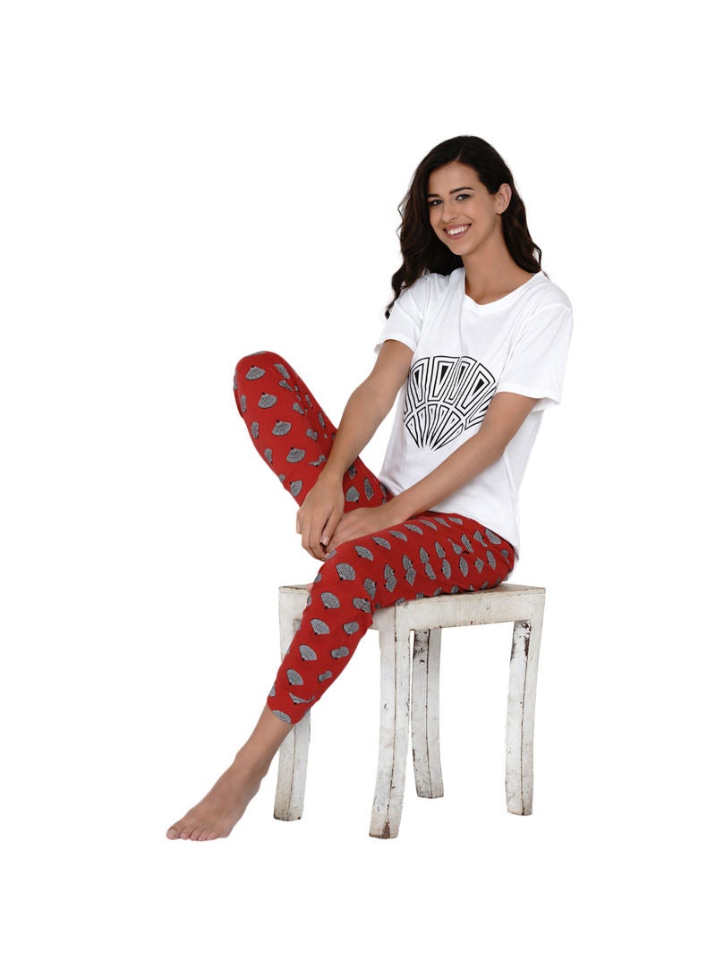 Printed Nightwear Pyjama Set Multicolour - v1630561006/N49661570V_1