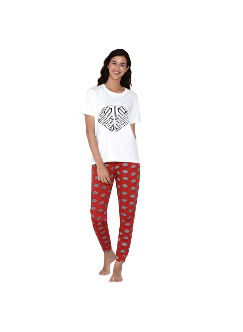 Printed Nightwear Pyjama Set Multicolour - v1630561006/N49661570V_2