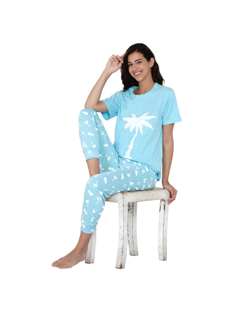 LAUREN Smith - Printed Nightwear Pyjama Set Mint - Image 1