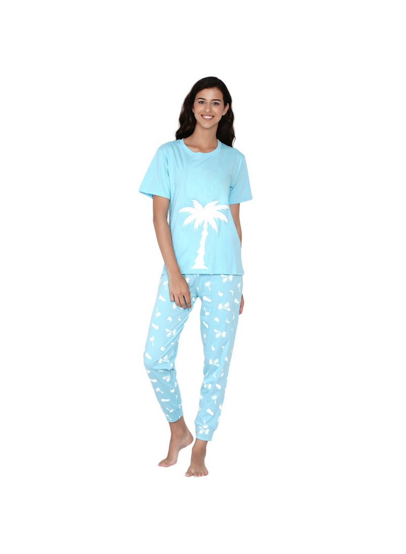 LAUREN Smith - Printed Nightwear Pyjama Set Mint - Image 1