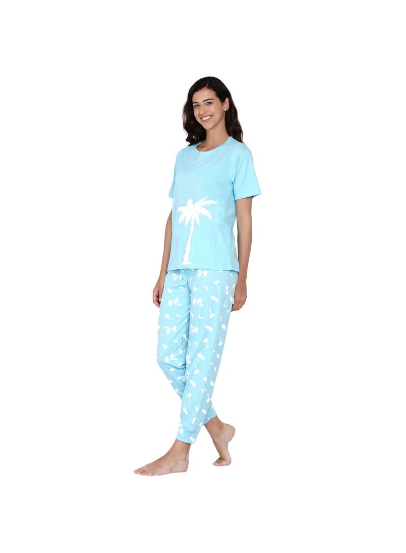LAUREN Smith - Printed Nightwear Pyjama Set Mint - Image 1