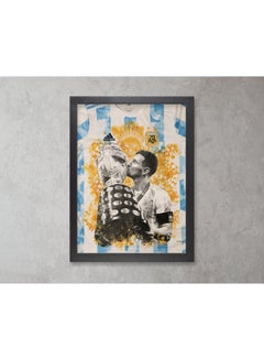 Lionel Messi Argentina Jersey Painted Portrait Poster With Frame Multicolour 50x40cm