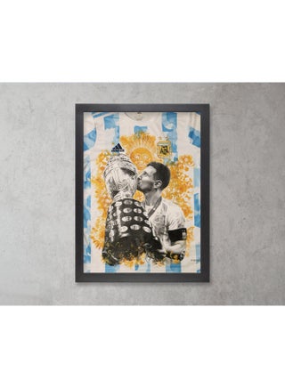 Lionel Messi Argentina Jersey Painted Portrait Poster With Frame Multicolour 50x40cm - v1630566550/N50622759A_1