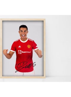 Cristiano Ronaldo Manchester United Autographed Poster With Frame Multicolour 30x40cm