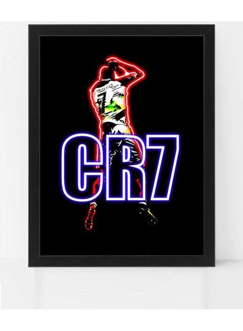 Ronaldo CR7 Neon Printed Effect Poster With Frame Multicolour 30x40cm