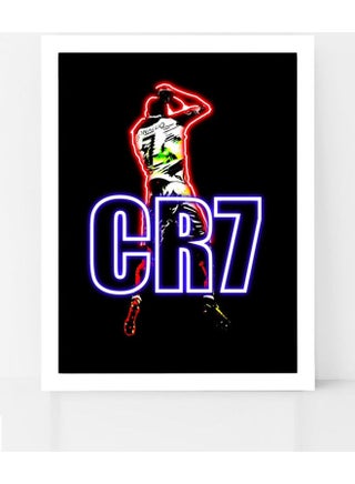 ملصق بطبعة صورة اللاعب رونالدو CR7 بألوان نيون مع إطار متعدد الألوان 30x40سم - v1630566590/N50622736A_1