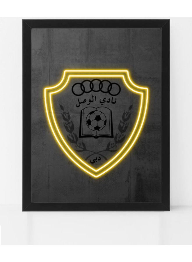 إكسسوارات بومة ملصق نيون بإطار يعبر عن نادي الوصل لكرة القدم. متعدد الألوان 30x40سم