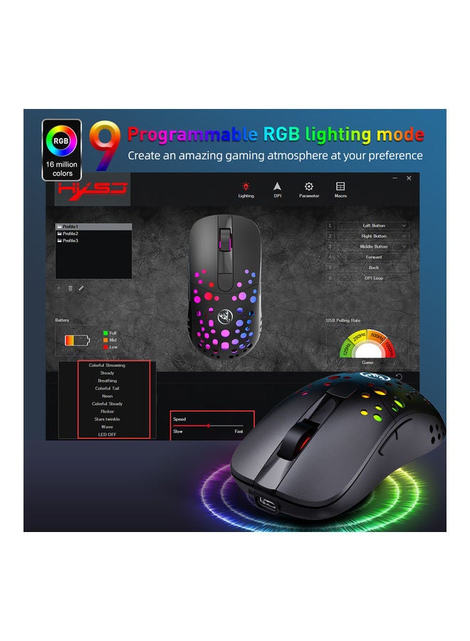 Wireless Gaming Mouse With Type-C Wire Black