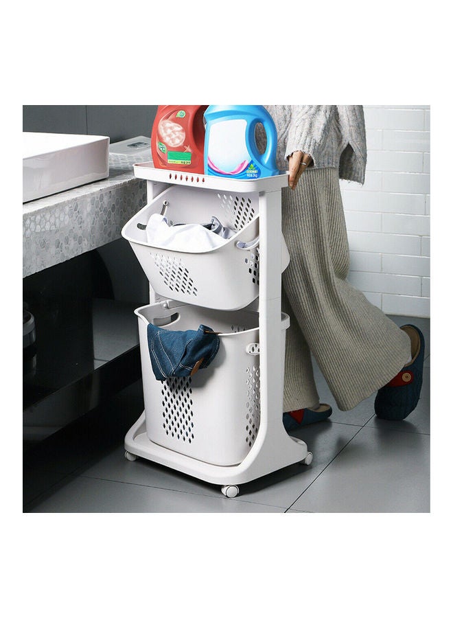 2 Tier Laundry Basket White 45 x 34 x 39cm  - Image 3