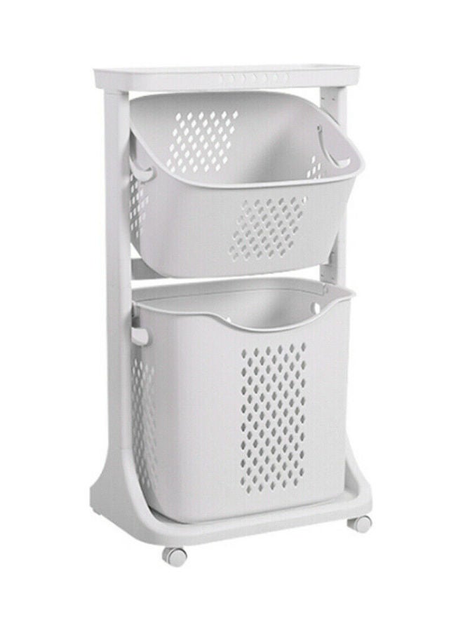 2 Tier Laundry Basket White 45 x 34 x 39cm  - Image 1