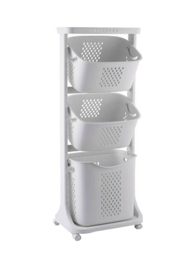 3 Tier Laundry Basket White 45 x 34 x 45cm  - Image 1