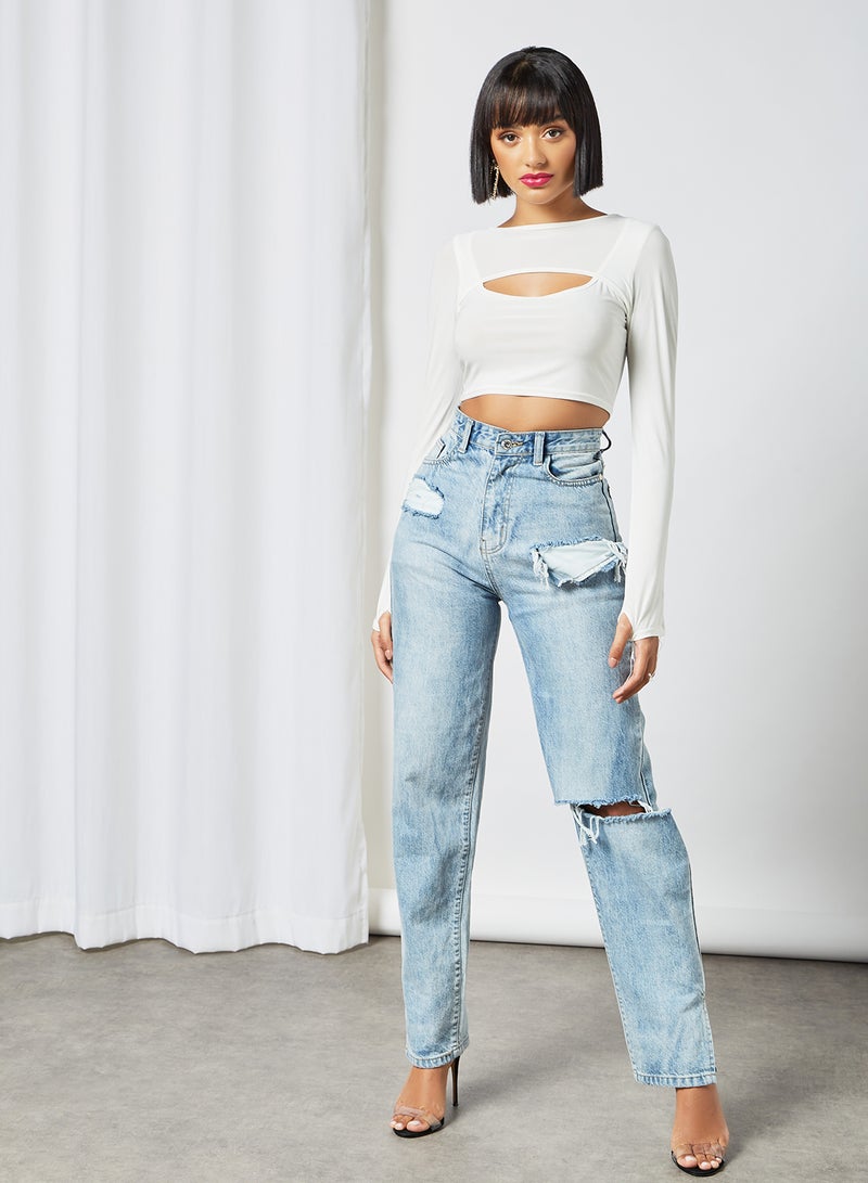 FEMME LUXE - Cutaway Front Top White - Image 1