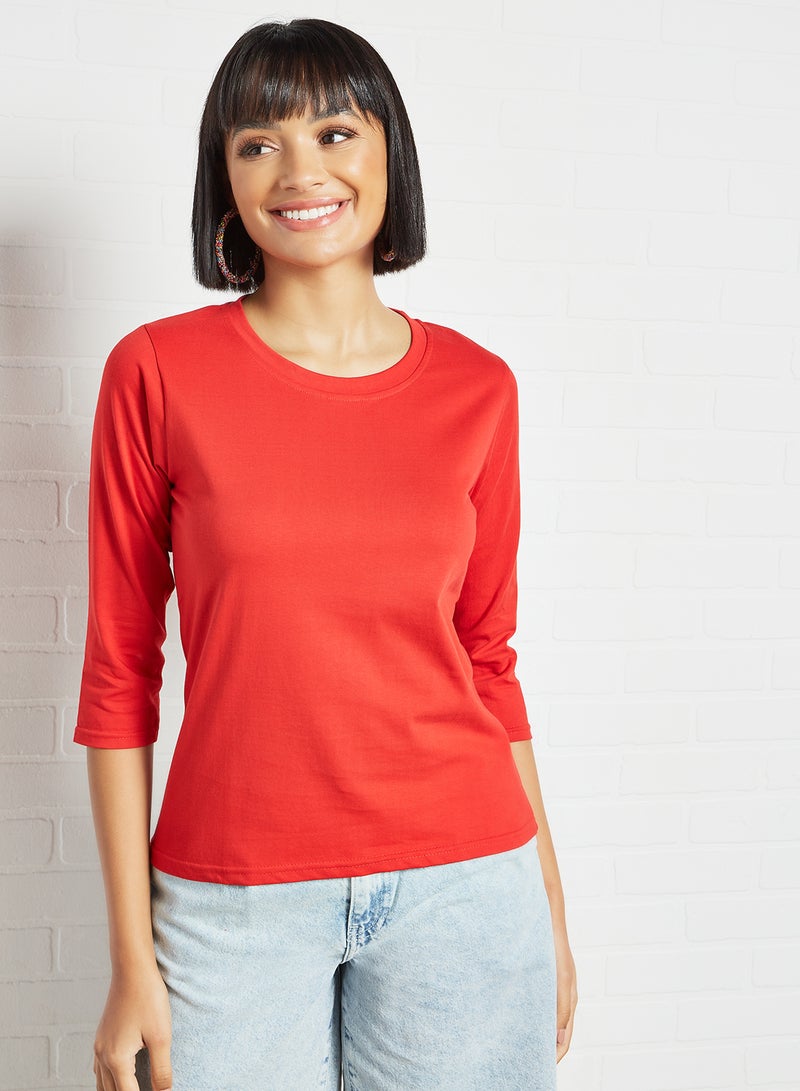 Miss Chase Casual Stylish T-Shirt Red  - Image 1