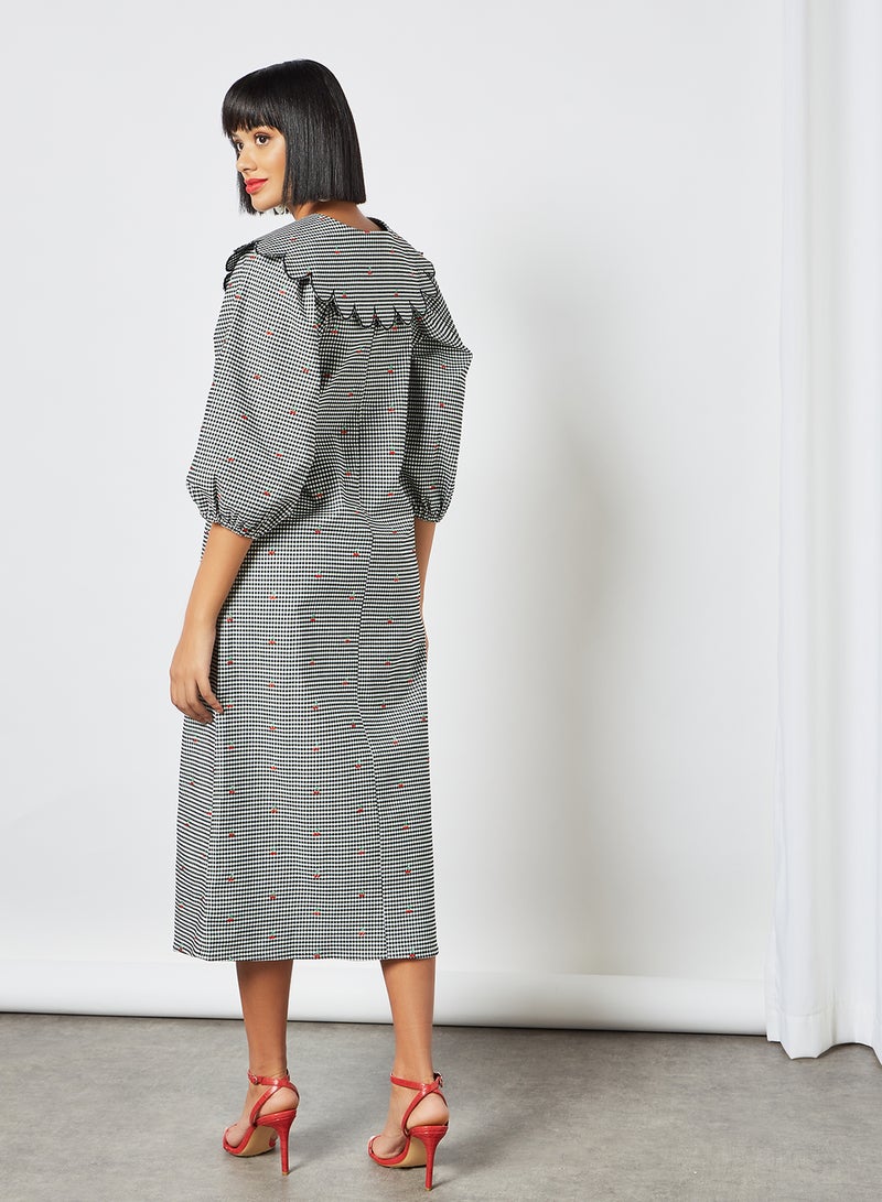 LOST INK Detachable Collar Checkered Print Dress Black/White  - Image 4
