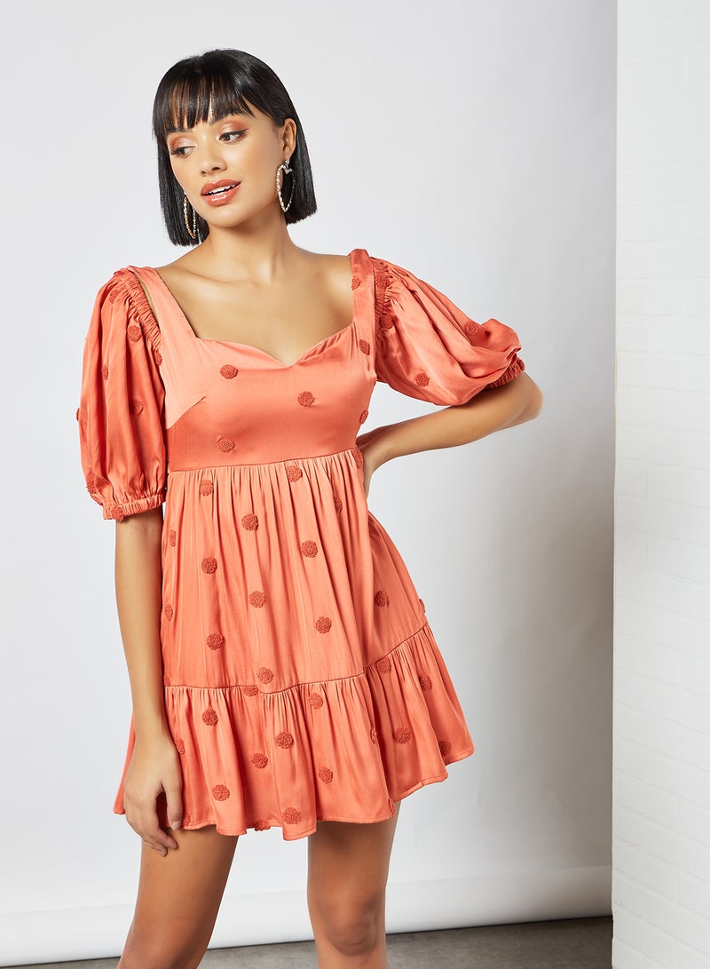 LOST INK Adjustable Strap Babydoll Dress Orange  - Image 1