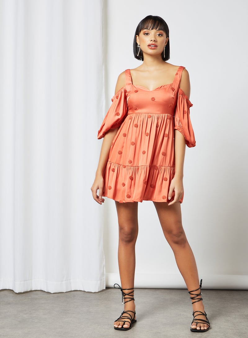 LOST INK Adjustable Strap Babydoll Dress Orange  - Image 2
