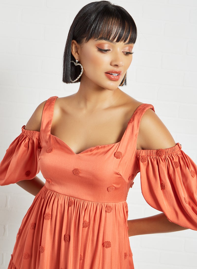 LOST INK Adjustable Strap Babydoll Dress Orange  - Image 3
