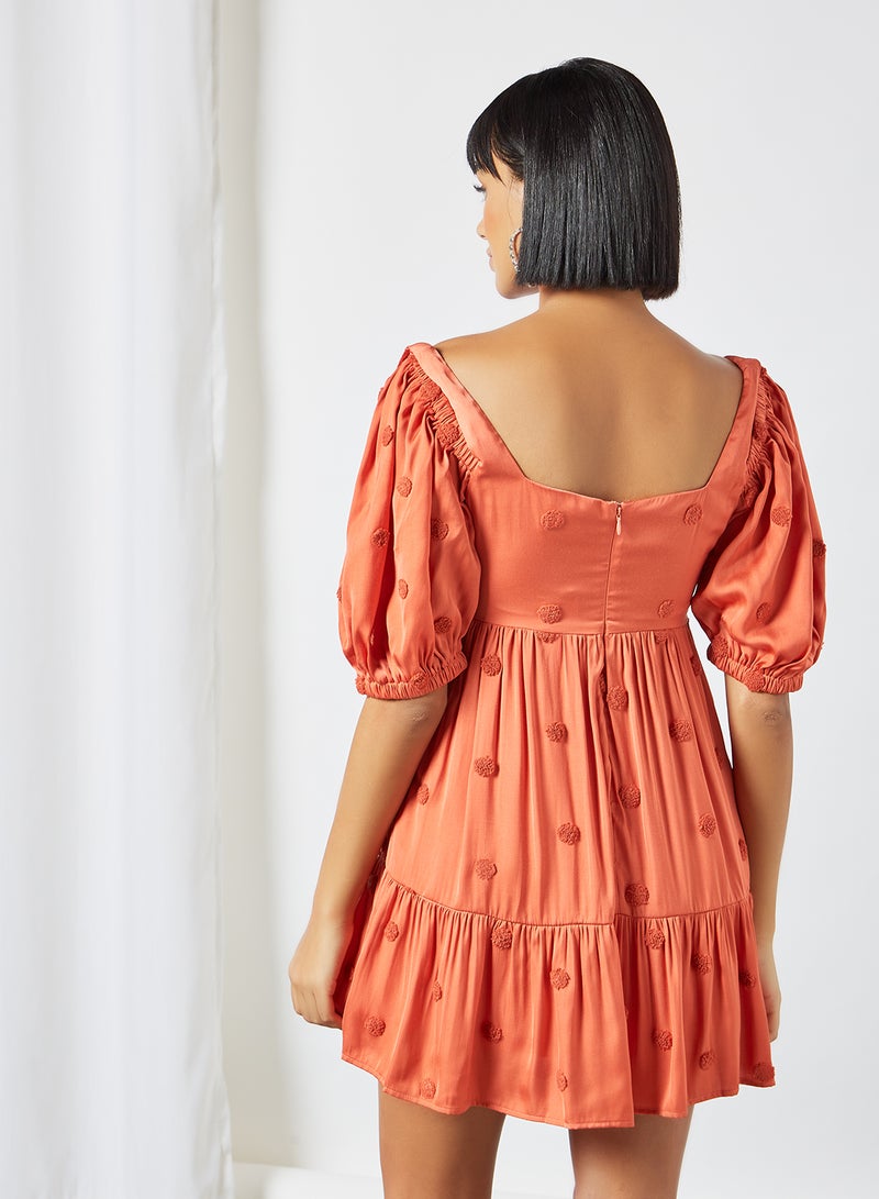 LOST INK Adjustable Strap Babydoll Dress Orange  - Image 4