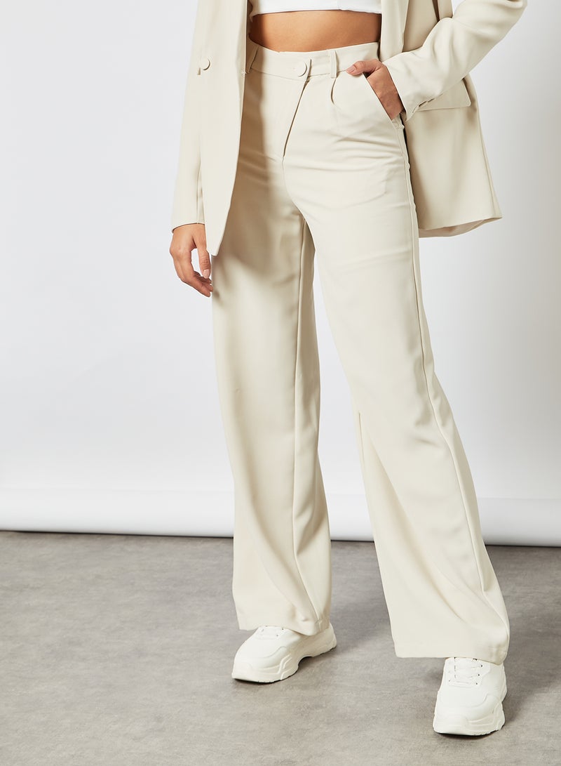 4th & Reckless High Waist Wide Leg Pants Cream  - Image 1