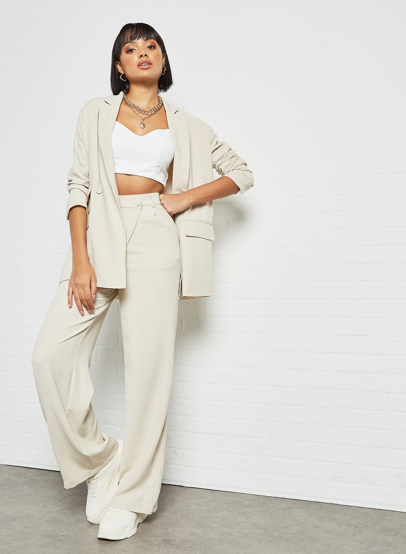 4th & Reckless High Waist Wide Leg Pants Cream  - Image 2