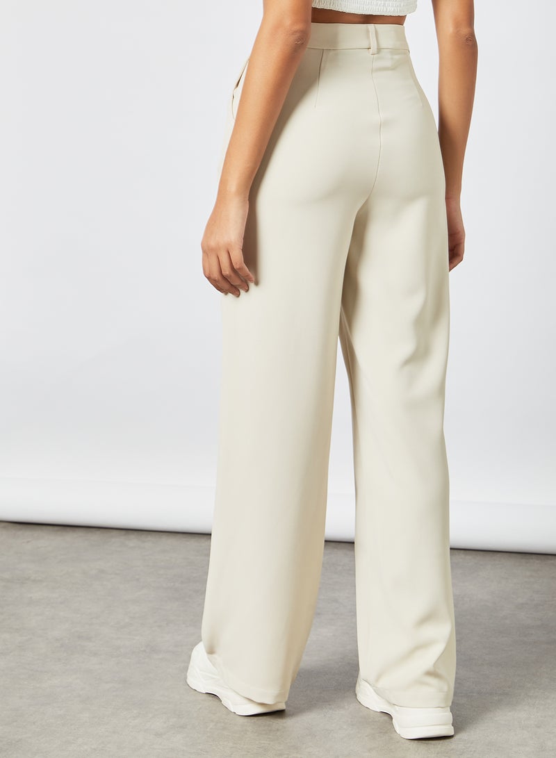 4th & Reckless High Waist Wide Leg Pants Cream  - Image 3