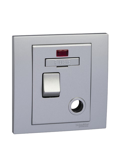13A 250V Switched Fuse Mechanism Unit With Neon Silver 87x35x87mm