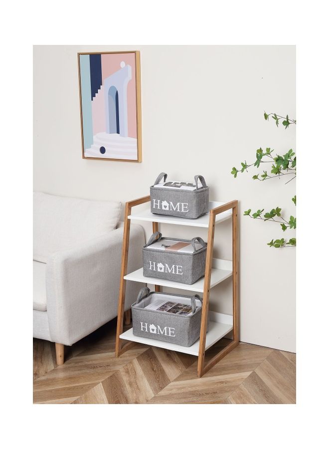LAWAZIM - 3-Piece Storage Basket Set With Printed Letters Grey 35x25x16cm - Image 1