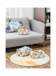 LAWAZIM 3-Piece Printed Tree Leaves Storage Basket Set Beige 35x25x16cm  - Image 3