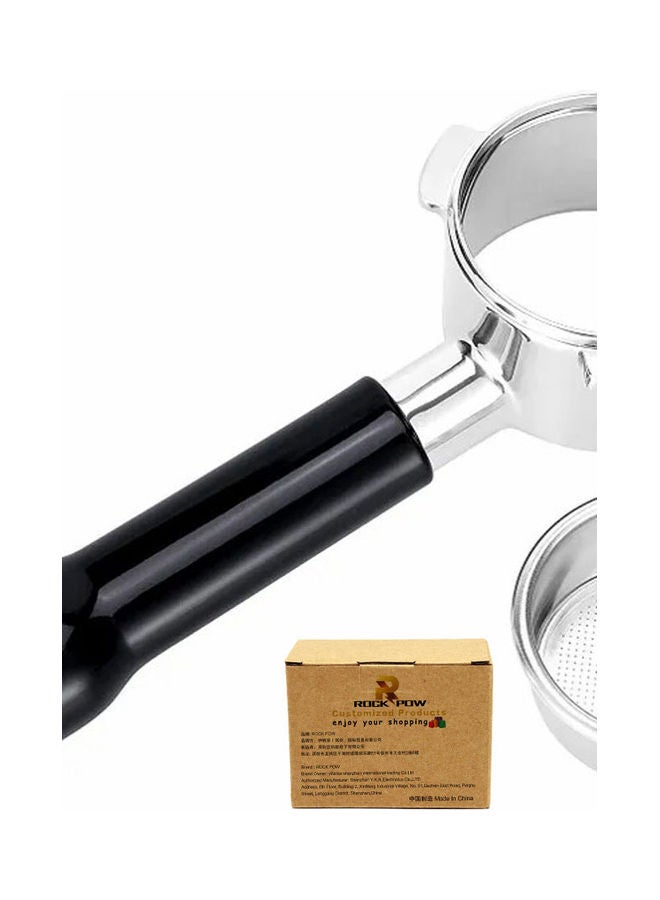 Rock Pow - Bottomless Portafilter with Filter Basket For Delonghi Series Silver/Black 5.1cm - Image 1