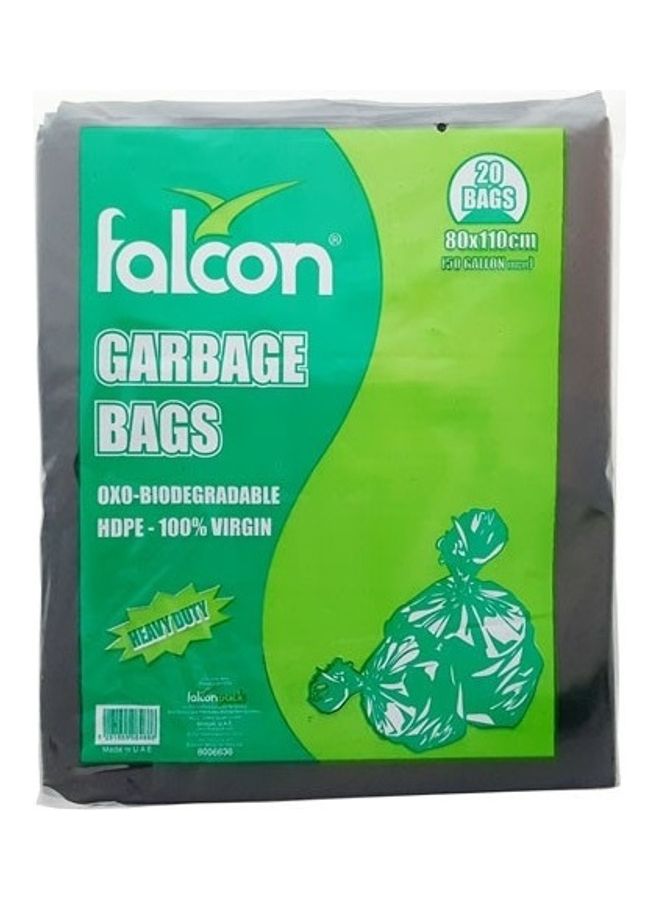 Falcon 20-Piece Garbage Bags Black 80X110cm - Image 1