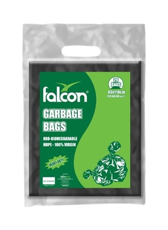 Falcon 20-Piece Garbage Bags Black 80X110cm - Image 2
