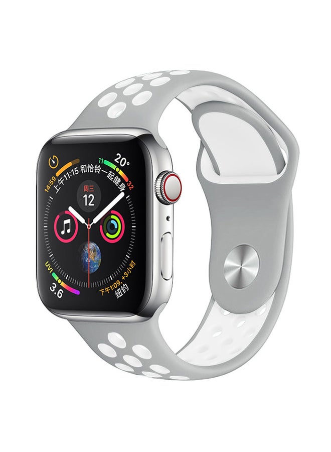 FITME - 2-Piece Sport Silicone Band For  Apple Watch 38/40/41mm Small/Large Silver/white - Image 1